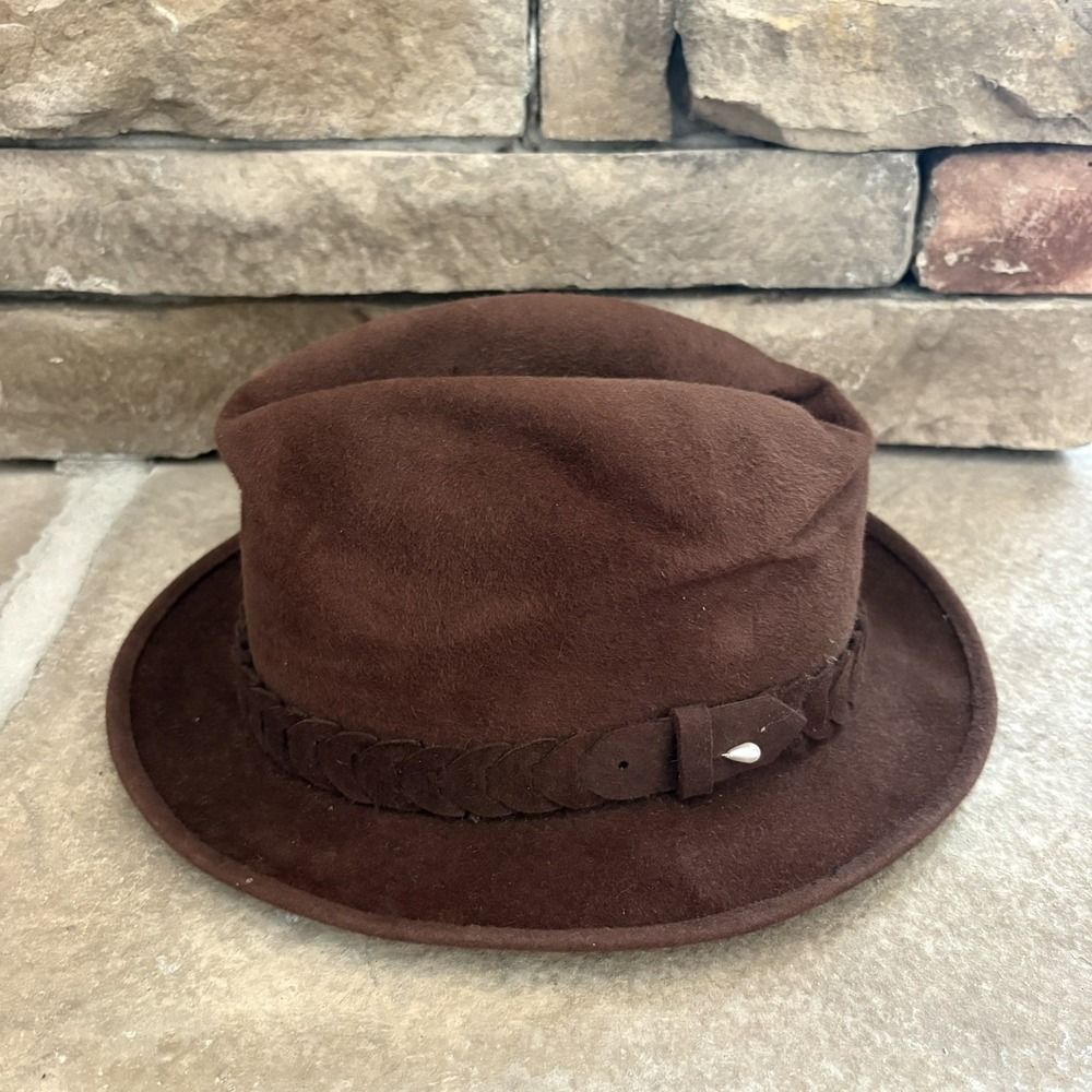 Brown Beaver Hats Brand Fedora Size 7 1/8 Genuine Fur Felt Custom Made USA